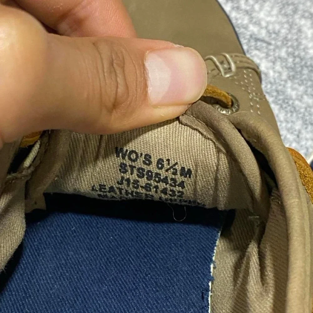 Sperry top sider green/ brown sneakers upper leather women 6.5 M.